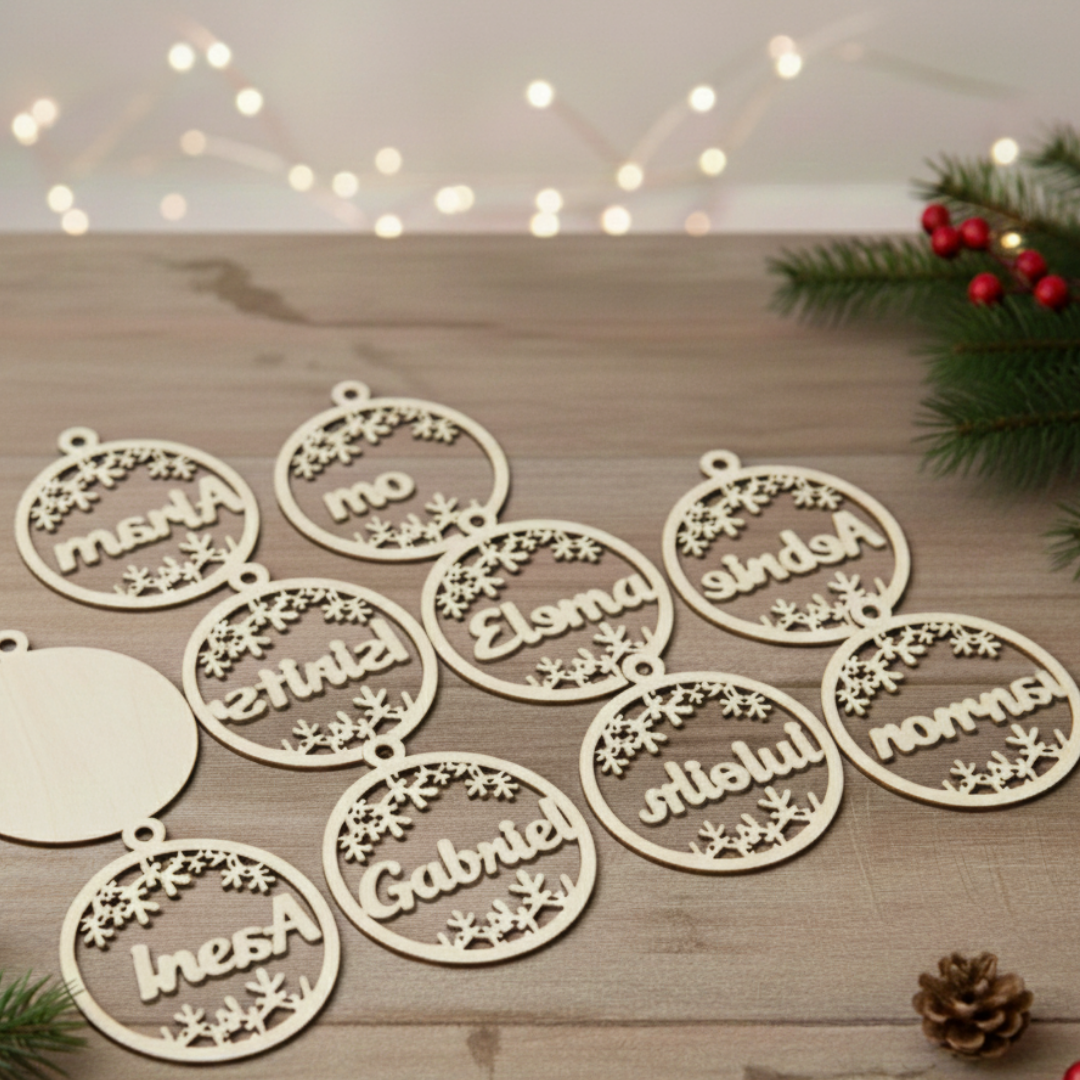 Set 5 Ornamente Crăciun Rotund Personalizate cu Nume - imagine 4