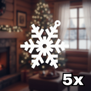 Set 5 Fulgi de Zăpadă Alb din Lemn
