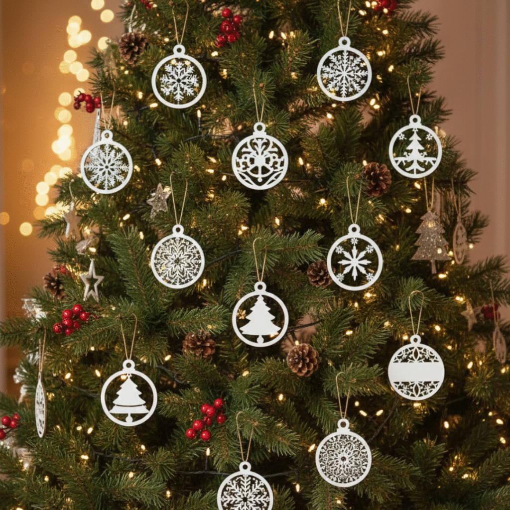 Set 10 Ornamente Crăciun cu Icoane și Simboluri