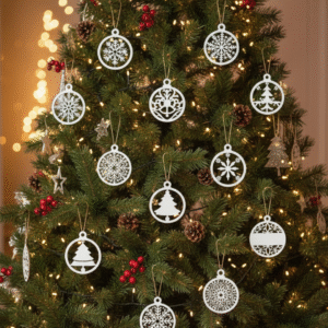 Set 10 Ornamente Crăciun cu Icoane și Simboluri