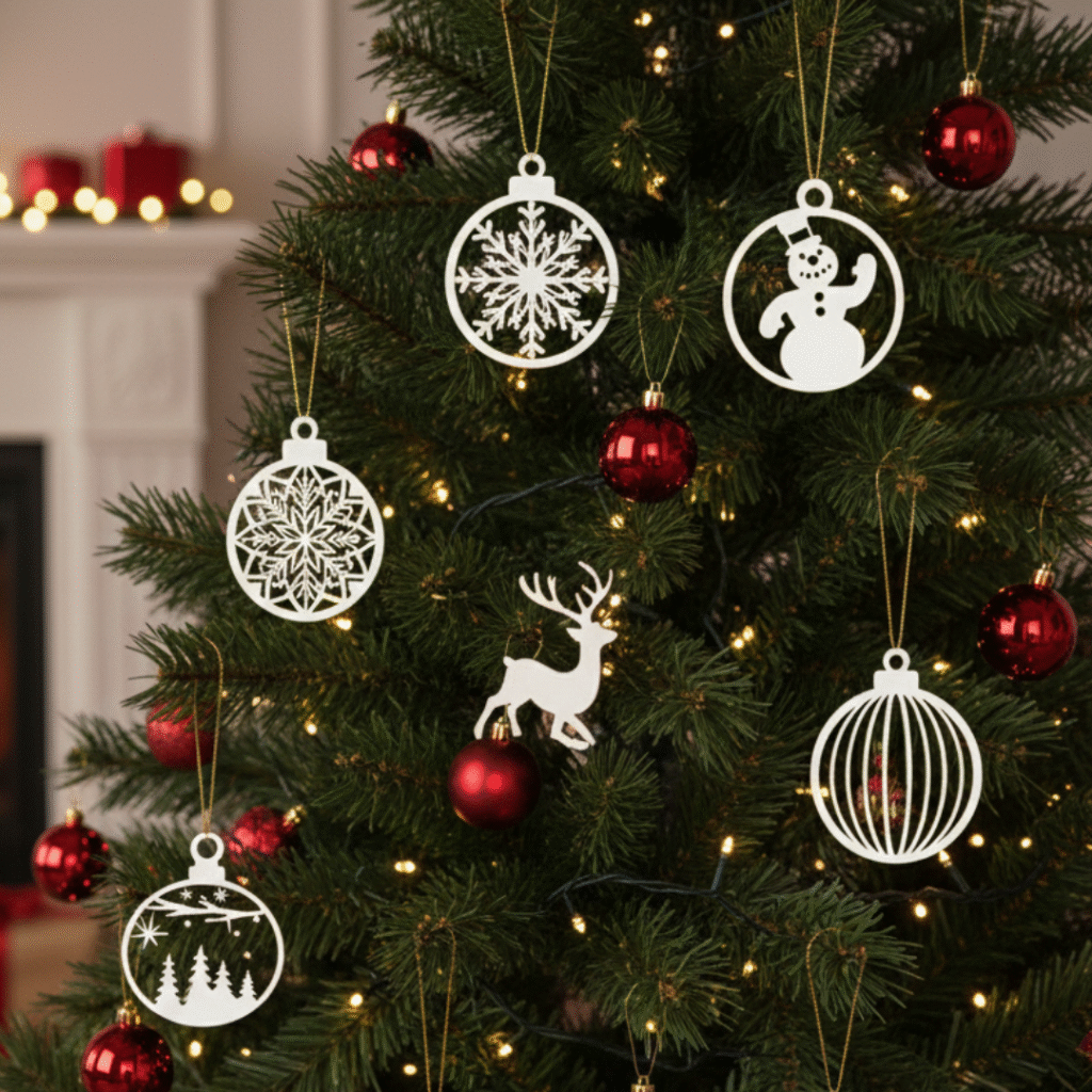 Set 5 Ornamente Crăciun cu Icoane și Simboluri