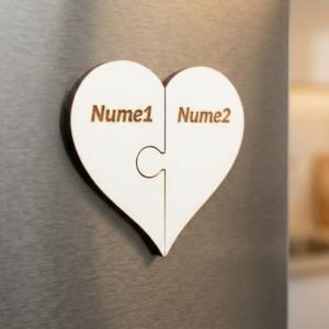 Inimă Puzzle Magnetică Personalizată din Lemn cu Nume