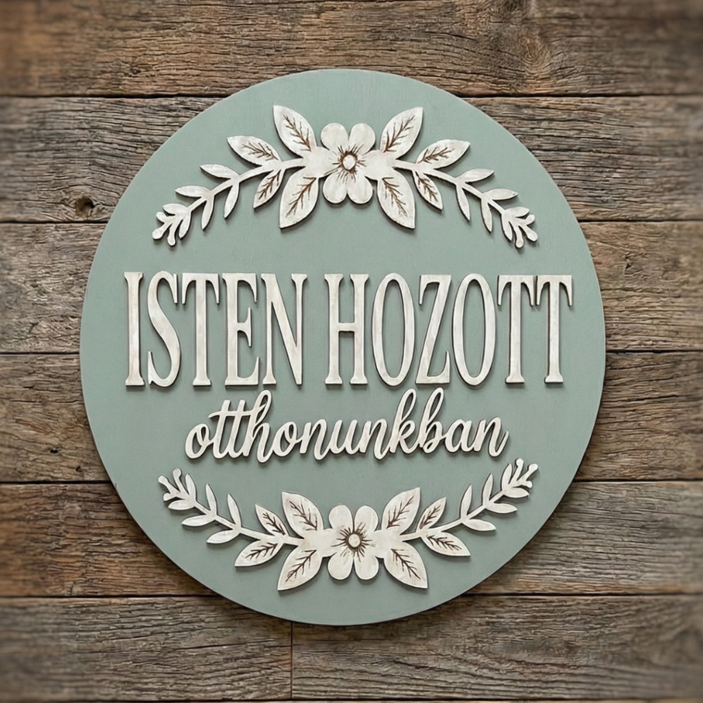 Placă Decorativă Rotundă "Isten Hozott Otthonunkban"