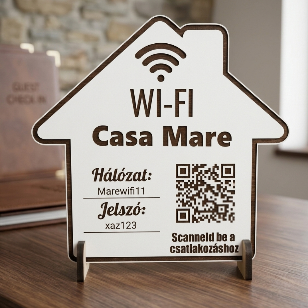 Placă Wi-Fi Personalizată cu Nume Rețea, Parolă și Cod QR